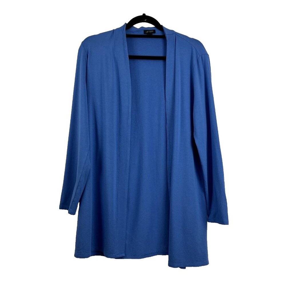 J.Jill Blue Rayon Jersey Knit Long Length Open Cardigan Womens Size M